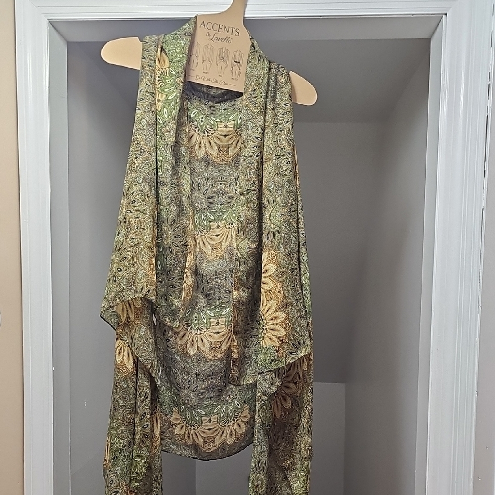 Green and Gold Sleeveless Top